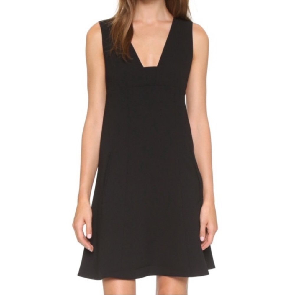 NWT T by Alexander Wang Matte Poly Crepe Plunge Mini Dress Black Size 2
